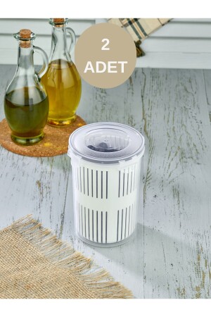 2 Adet Zeytinlik Süzgeçli Zeytin Turşu Saklama Kabı 1,5 Lt MHK021 - 2