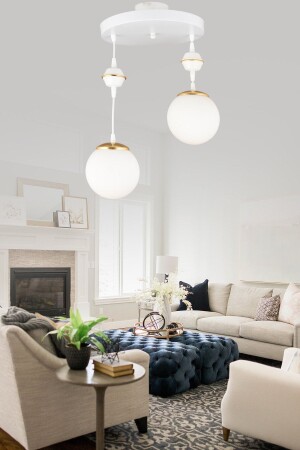 مكنز المعلقة المعلقة المضيئة البيضاء 2 قطع كرة الزجاج البيضاء النفخة الشنارة AK0003 - Kraliçe