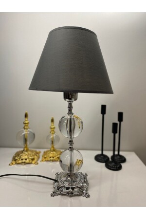 مظهر من كريستال زجاجي سلسلة سلفيرون 2 كرة شمعة - كروم مزودة (لون فضي) مصباح الطاولة - لون لعبة لوكس - Asellus