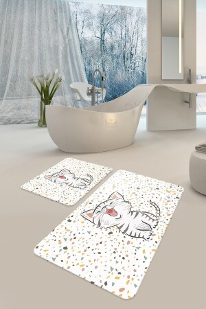 مجموعة من المرحاض المطبوعة رقمية مزخرفة من 2 حمام لا تنزلق على أساس حوض المياه المزق AYM429430 - AYMİRAHOME