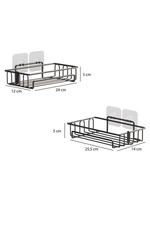 2 Badezimmerregale mit Klebehaken, mattschwarz, St242h - 5