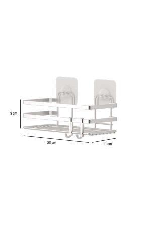 2 Badezimmerregale mit Klebehaken Silber ST281H - 8