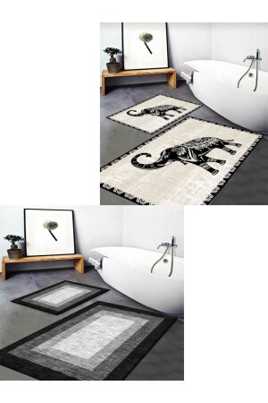 غسيل غطاء غسيل غير المنزلق مع صندوق أسود أبيض وخليط الفيلة (2 مجموعة سعر واحد) - Balliev