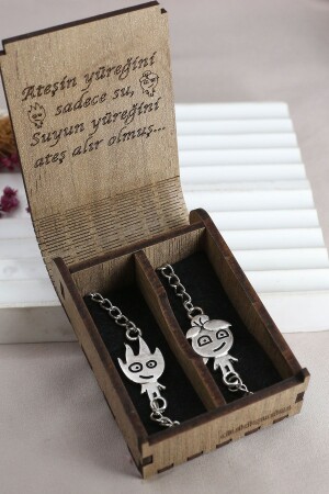 مجموعة من 2 حزمة من النار والماء الذهبية اللون المزدوج أفضل حبيب معصم معدني مع صندوق هدية مكتوب - Dukkanka