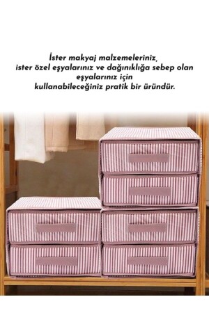 2 Bölmeli 2 Çekmeceli Çizgili Düzenleyici Çekmece Içi Dolap Organizer - 3