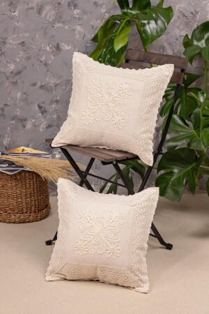 مجموعة من 2 وسادة رمي أصلية مع ورق و ورق - Buldan Csn Tekstil