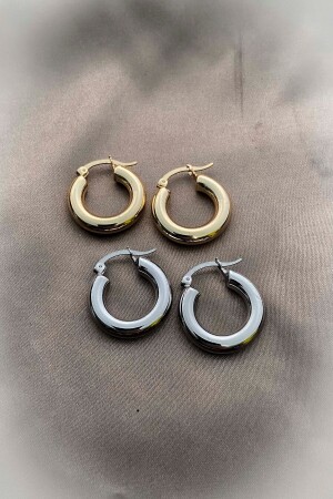 منز-فولاذ - 2 أزواج أذن قوسية مكعبة أذن طوالي ذهبية أذن سميكة نساء زينكيرون - Roshel