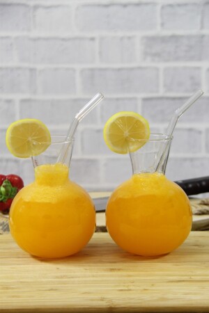 2 Chubby Glass Softdrinkgläser mit Strohhalm. 156 - İLİVA