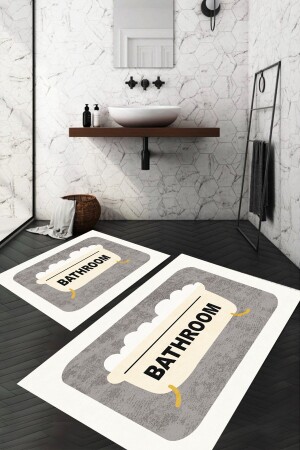 المطبوعة رقمياً من قبل المملكة المتحدة من دون شرائح حمام قابل للغسل 2 قطع حمام السجادة حمام غسالة مقعد المرحاض DC-8026 DC-8026 - Decomia Home