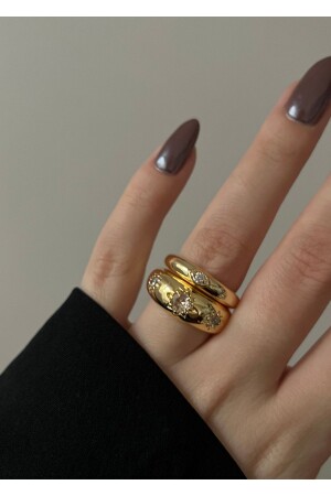 منز-ذهبية اللون 2 نجوم الخاتم dop13652340igo - KİLİGİSTANBUL