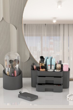 منىز ميغا ماكياج مستحضرات التجميل ومحفظة الفرشاة منظمة مجموعة من 2 سييرا ديلوكس انتراكيت - DOVİ HOME