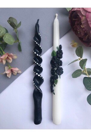 مجموعة من 2 يد رسم ديزي وزهرة نمط التصميم شمعة شمعة الحجم الشمعة elf881661 - Elif Design