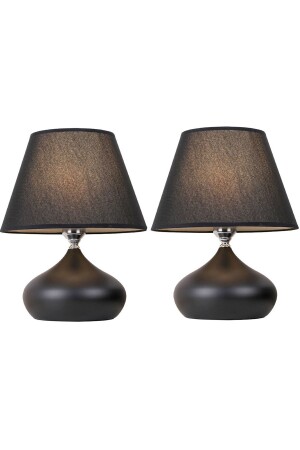 مجموعة من 2 مصباحات مائدة كأس أسود مصباح معدني واحد EV-324 - EvLight