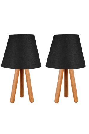 مجموعة من 2 مقاعد ليلية ثلاث ساقات شمعة خشبية مشعة سوداء ev-37 - EvLight