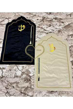 كريم أسود من قماش الصلاة القلب 2 قطع الألياف والشريط اسم طواف - الزهرة - Evince