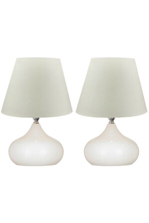 مجموعة من 2 مصباحات مائدة كأس أبيض مصباح معدني واحد - Evlight