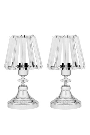 مكنز-حجر شمعة 2 قطعة جسم بلوريا الفضة غرفة المعيشة غرفة النوم شمعة - Evlight