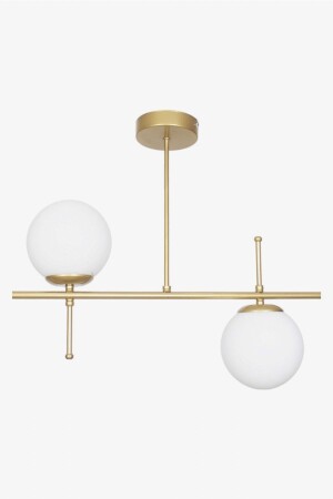 ميني زيلو تصميم حديث المعادن الذهب القديم اللون الزجاج الأبيض طاولة الطعام القمة - غرفة المعيشة 2 قطعة الشنابل - Fer Avize