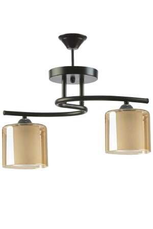 غرفة المعيشة - المطبخ - غرفة النوم عسل حديث ملون الزجاج المزدوج 2 قطعة شمعة سوداء fujiçift - Modavize