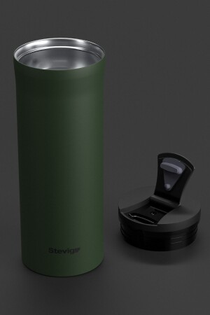 2 Go Paslanmaz Çelik Termos Bardak 350- 400 ml Travel Mug Green St-204 - 4