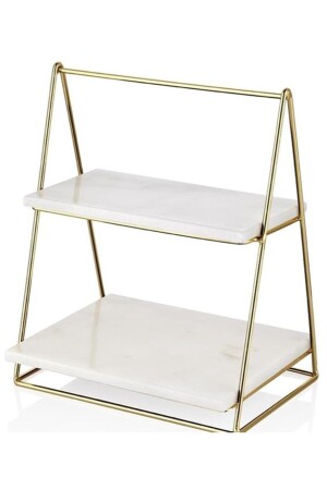 2 Katlı Gold Metal Stand’lı Mermer Sunumluk Çok Amaçlı Organizer 2kmrm005snm - 5