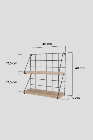 2 Katlı Mutfak Banyo Rafı Duvara Monte Telli Dekoratif Raf Baharatlık Organizer Ahşap Raf DM1RF - 7