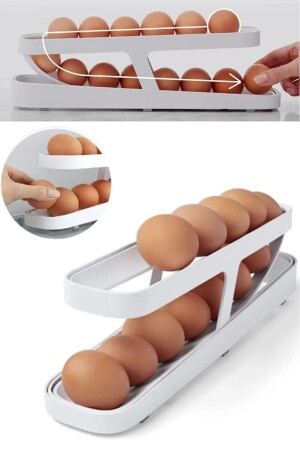 2 Katlı Otomatik Buzdolabı Yumurta Standı Yumurtalık Rafı Saklama Kabı Buzdolabı Organizeri - 1