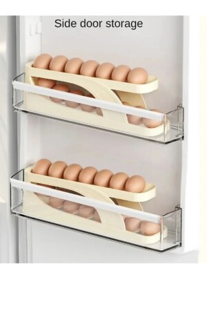 2 Katlı Otomatik Buzdolabı Yumurta Standı Yumurtalık Rafı Saklama Kabı Buzdolabı Organizeri - 2
