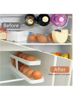 2 Katlı Otomatik Buzdolabı Yumurta Standı Yumurtalık Rafı Saklama Kabı Buzdolabı Organizeri - 4