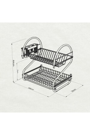 2 Katlı Tabaklık Bulaşıklık Bulaşık Sepeti Krom P21850S9032 - 7