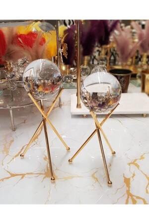 مجموعة من 2 أقدام متقاطعة كرة الذهبية الذهبية لزيادة المنزل / المكتب - Kirat Home Design