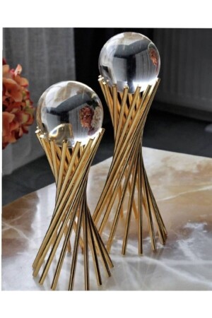 مـنـز - ديكوراتية - 2 قطع ذهبية مُقلبة - كروس - أقدام - كرة الأرض / ديكورات المكتب - Kirat Home Design