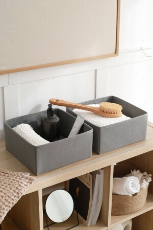 مجموعة من 2 غرفة الأطفال الرمادية خزانة الدرج غسيل منظمة صندوق التخزين منظمة KK2-BYK-DUZGRI - Rek Home