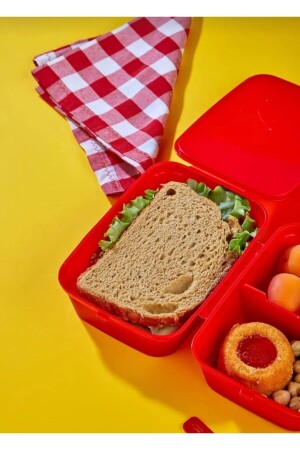 2-lagige Lunchbox mit 4 Fächern, Löffel und Gabel - 4