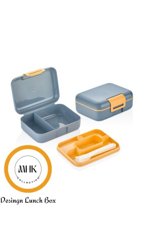 2-lagige Lunchbox mit 5 Fächern und Löffeln - 1