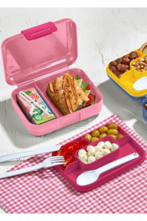 2-lagige Lunchbox mit 5 Fächern und Löffeln NGK460 - 3