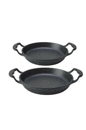 2 Li Granit Döküm Sahan Tava Seti - Yanmaz Yapışmaz 16-18 Cm 2 Boy eda023 - Eda