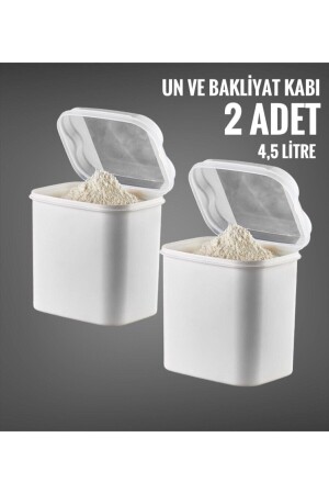 2 Li Mehl- und Hülsenfrüchtebehälter 4,5 Liter Weiß (TALE STORAGE CONTAINER WHITE) vipun4,5beyaz - 4