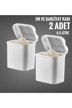 2 Li Mehl- und Hülsenfrüchtebehälter 4,5 Liter Weiß (TALE STORAGE CONTAINER WHITE) vipun4,5beyaz - 5