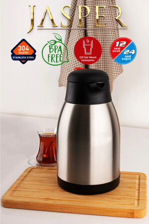 2 Litre Çift Kat Piknik Kamp Outdoor Çelik Çay Termosu 1200a Penguen 1200A - 4