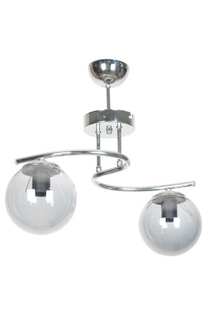 منز-ليندا تصميم عصري لون كروم زجاج المدخن غرفة المعيشة - المطبخ - غرفة النوم 2 قطع شمعة LNDA2Lİ - Fer Avize