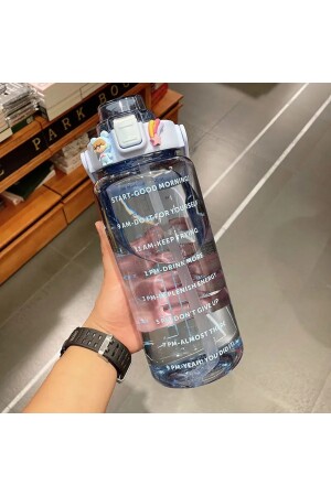 2 Lt motivierende Wasserflasche, Trinkflasche, Tritan-Wasserflasche, Bpa-frei, transparent, 3D-Aufkleber, Geschenk, NPT-2223 - 1