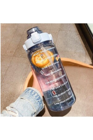 2 Lt motivierende Wasserflasche, Trinkflasche, Tritan-Wasserflasche, Bpa-frei, transparent, 3D-Aufkleber, Geschenk, NPT-2223 - 3