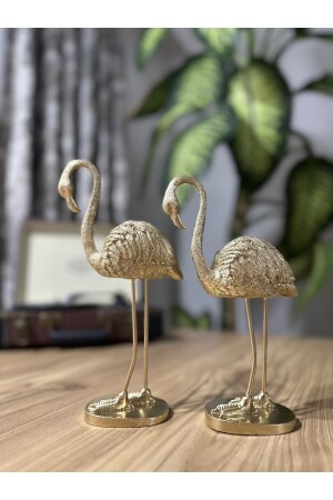 مجموعة من 2 أزياء ديكورية طراز فلامينغو الذهبية لون ديكورات الأشياء ديكورات - Migasan