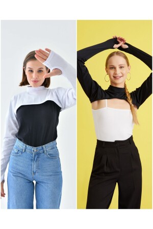 مجموعة من 2 صيادين رقبة عنق أصابع حلق حلق حلق حلق طويل الذراع الرقبة الرقبة بوليرو - Mirach