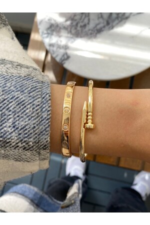 مجموعة معصم المزج المزج المزج من 2 قطع من الذهب للنساء MNZ - Jackferrero