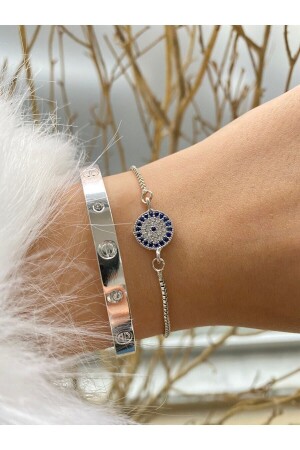 مجموعة سوار مزيج من 2 قطع لون فضي MNZ-النساء - Jenny Daphne