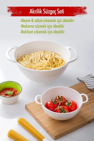 مجموعة من المزقين من 2 قطع من الأكل الأبيض من الـ MNZ-Acrylic (Pasta & Rice Strainer) - EWS