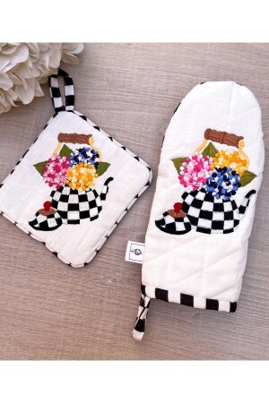 مشترك من 2 قطع من MNZ-Oven Mitt & Handle CJLX2468 - Çengelli İğne