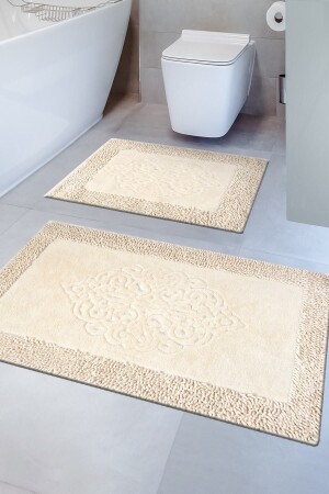 مجموعة الحمام من القطن من قطعة 2 من MNZ-Tiffany، ومرقح حمام منقشح Makarnakenar01 - Madame Clean Home